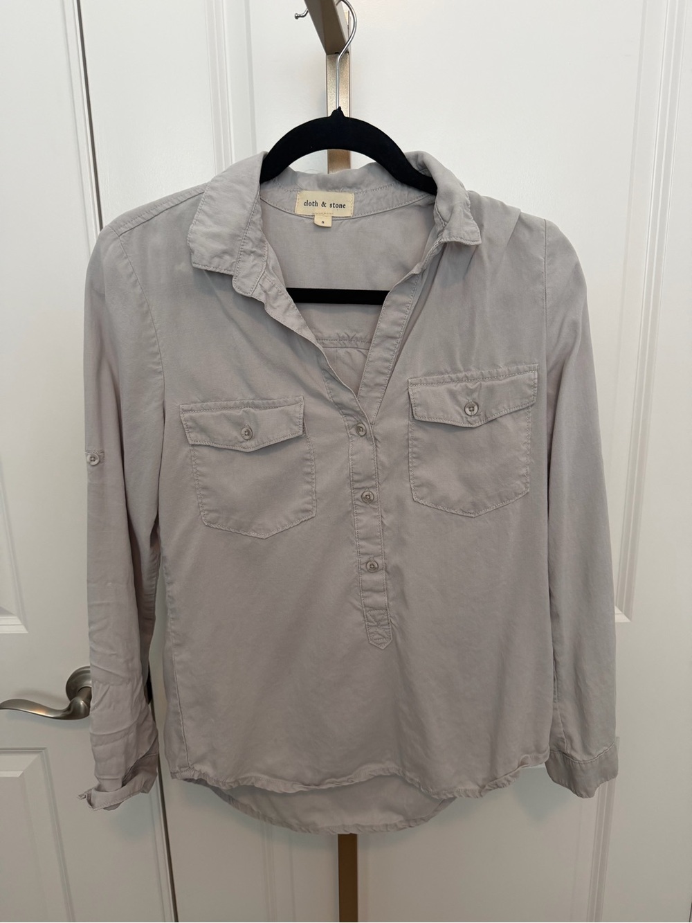 cloth & stone Light Gray Button-Front Utility Shirt